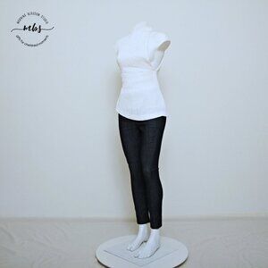 Third Form Textured Mock Neck Sleeveless Asymmetrical‎ Top White Women Size S